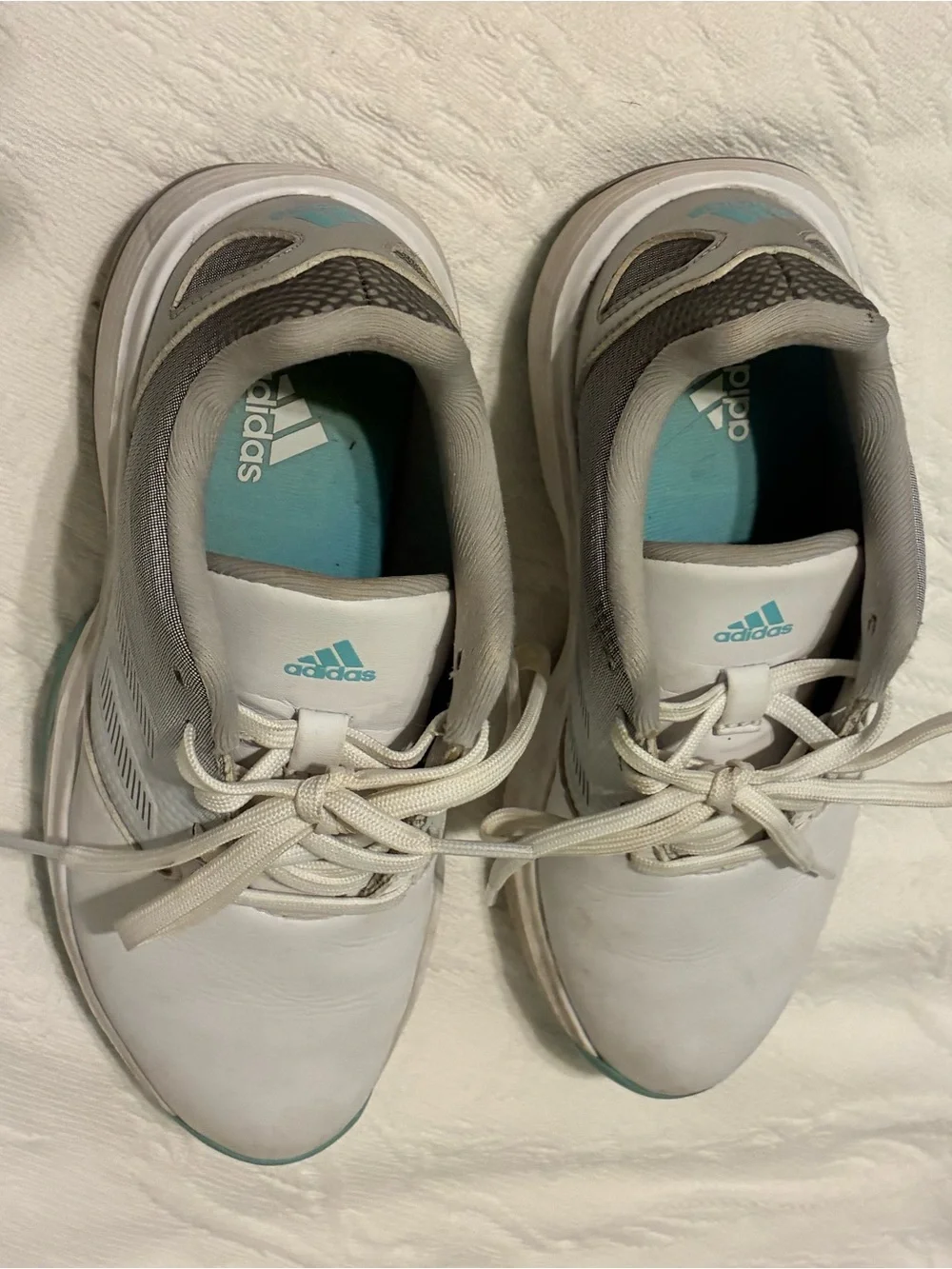 adidas Youth size 2 1/2 White cleats.